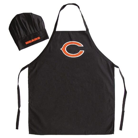 NFL Chef Apron 2pc Set Chicago Bears Football Cook Hat BBQ Dad FatherGift Party - Picture 1 of 8